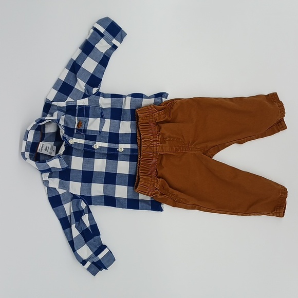 Carter's Outfit - Long Sleeve Button-Up and Pants (6 Month) - Picture 1 of 7
